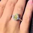 thumbnail image 4 of 925 Sterling Silver Full Diamond Ring Shiny Citrine Ring Tear Drop 3Ct Zirconia Promise Halo Rings  Yellow Gem Cocktail Rings Eternity Engagement Wedding Band Ring for Women, 4 of 5