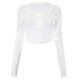 thumbnail image 3 of Top De Manga Larga Señoras Bodycon Top Cuello redondo Verano Casual Top Estilo sexy Costilla de punto Traje diario Cgtredaw Blanco S para Mujer, 3 of 9