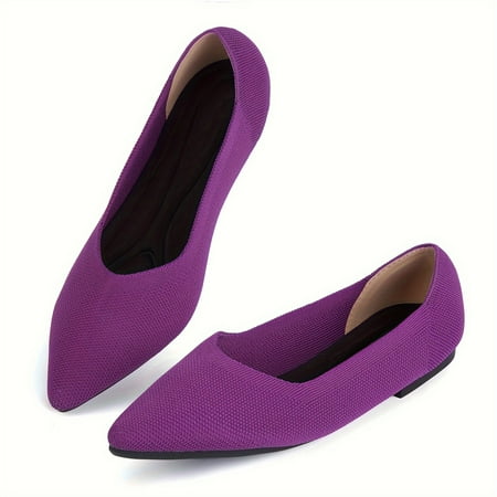 FLTHDD Fashion Pointed Toe Womens Flat Shoes Knitted Super Soft Comfortable Flat Shoes Ballet Shoes Formal Shoes Gift