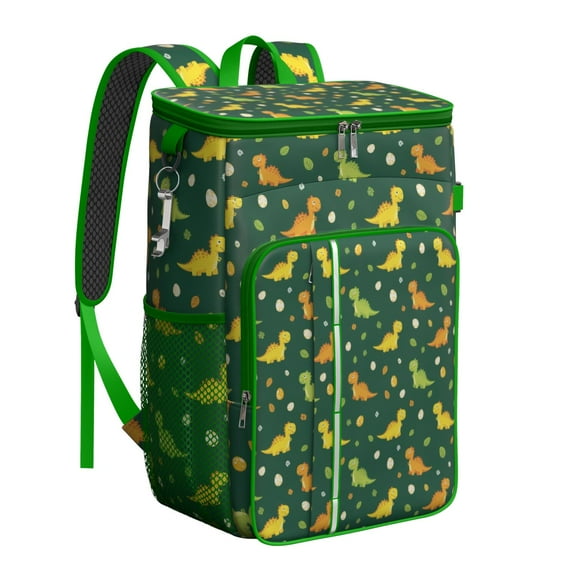 Travel Cooler Bag - Green Cartoon Dinosaurs Eggs Pattern Camping Beer Cooler Backpack with Bottle Opener- Waterproof Insulated Picnic Backpacks - Cooler Bag for Beach