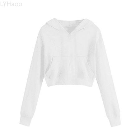 LYHaoo Girls Solid Pullover Hoodie With A Hood Long Sleeve Drawstring Pocket Sports Hoodie Zip-Up Hoodie Sweatshirt Sizes 10-11 Years(White)
