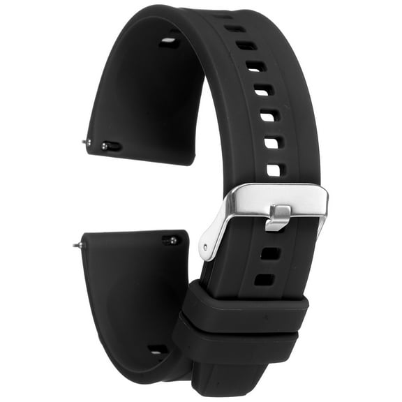 Uxcell Silicone Watch Band 22mm Quick Release Flexible Soft Rubber Replacement Watch Strap with Stainless Steel Clasp for Men Women, Black