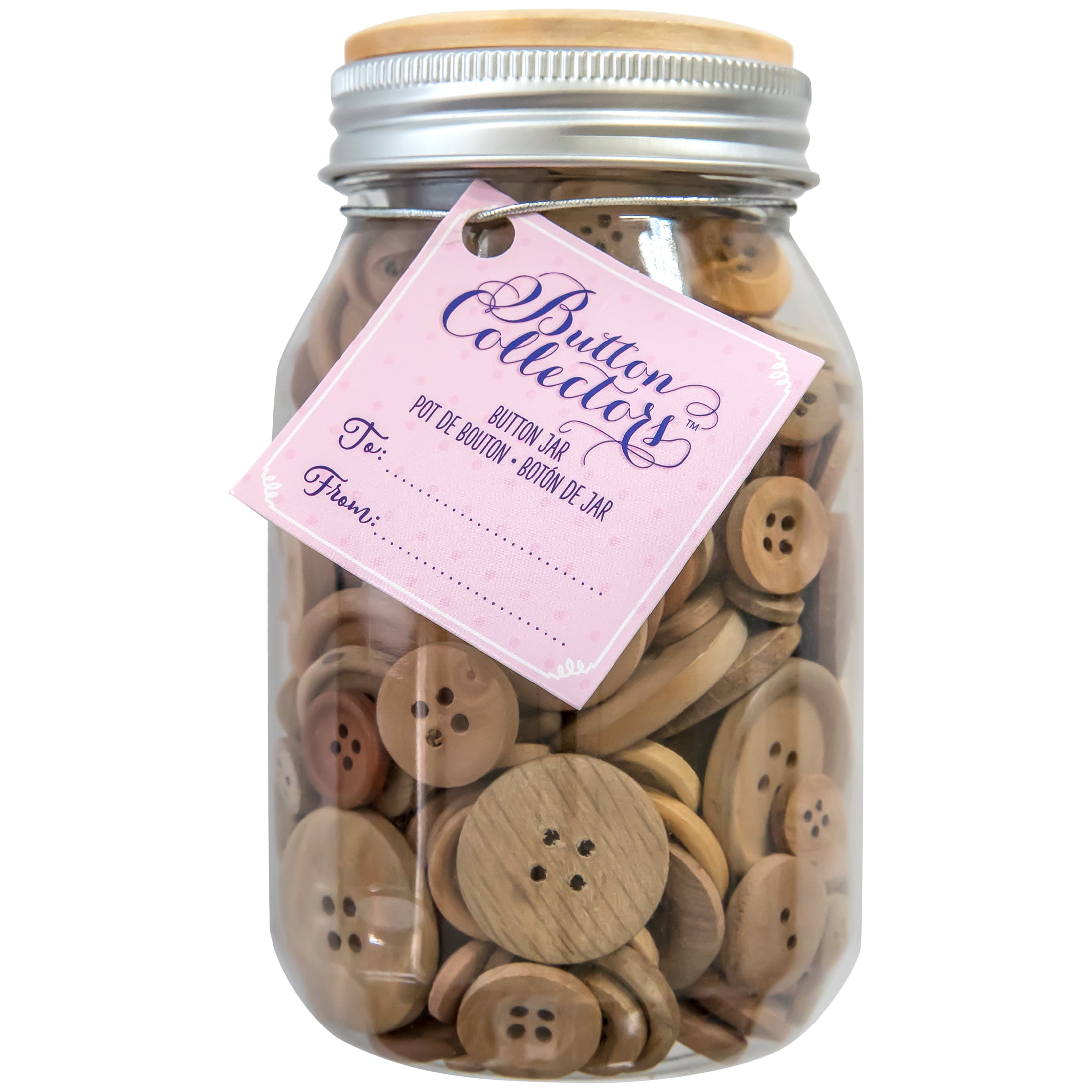Button Collector's Multicolor Wood Assorted Mix Button Jar, 61/2 Ounces