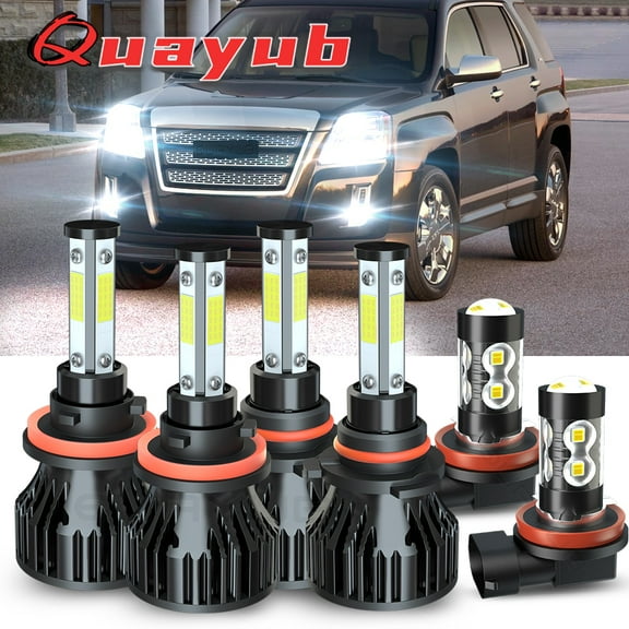 For GMC Terrain 2010-2015 LED Headlights & Fog Light Kit – Bright White 6000K, High/Low Beam, Plug & Play