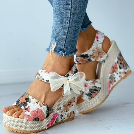 

NECHOLOGY Womens Low Heel Sandals Size 8 Fashion Flower Sandals Lace-up Platform Shoes Ladies Sandals Women Size 9.5 Hot Pink 7.5