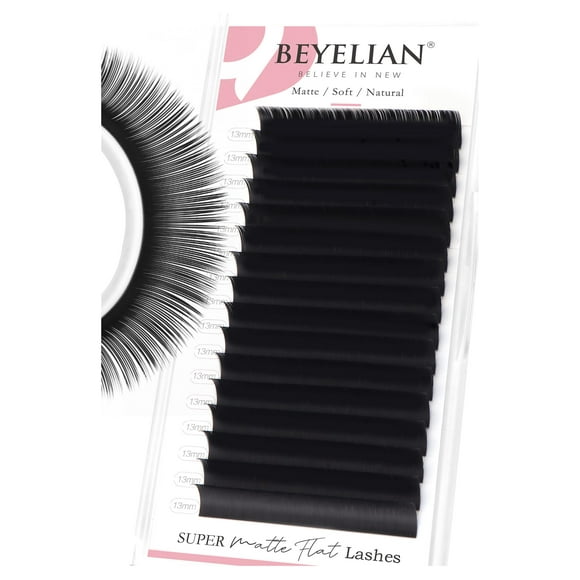 Beyelian Extensión De Pestañas Planas Extensiones De Pestañas Elipse 0.15 D Curl 13 Mm 16 Filas Suministros De Extensión De Pestañas Negras Mate Extensiones De Pestañas Clásicas Pestañas Individuales