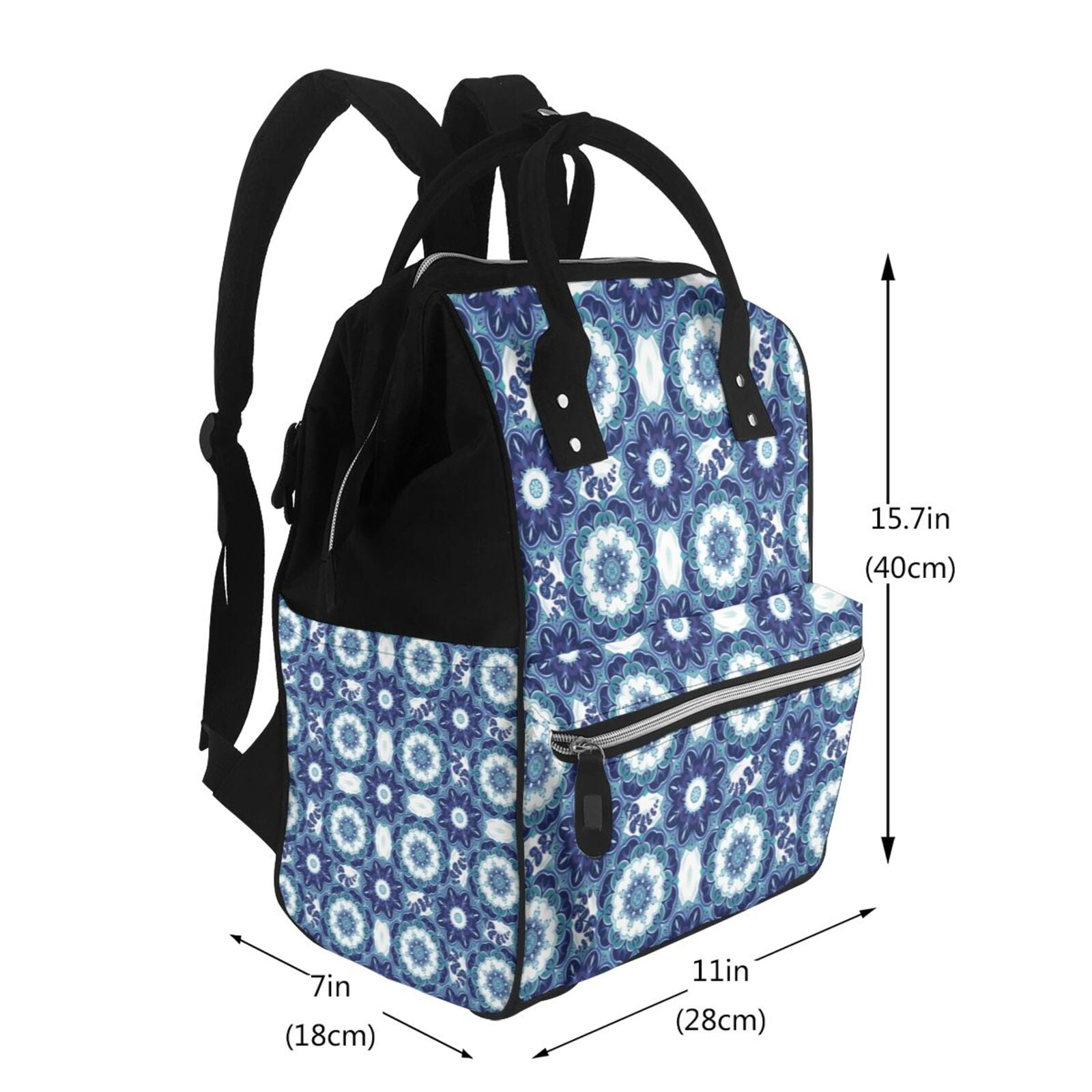 Ratiio Vintage Blue Mummy Backpack - Waterproof Twill Canvas, Large Capacity Diaper Bag with Multiple Pockets and Adjustable Straps