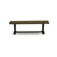 thumbnail image 3 of Pemberly Row V-Style 15x60" Wood Dining Bench in Black/Brown, 3 of 5