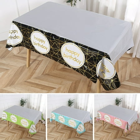 

Jiaroswwei Disposable Tablecloth Anti-fouling Protective Happy Birthday Glossy Table Cover Party Supplies