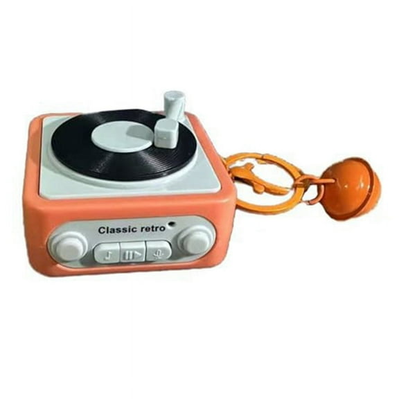 Mini Retro Tape Recorder Keychain Portable Keychain Retro Tape Recorder Couple'S Gift Keychain Mini Recordable Orange