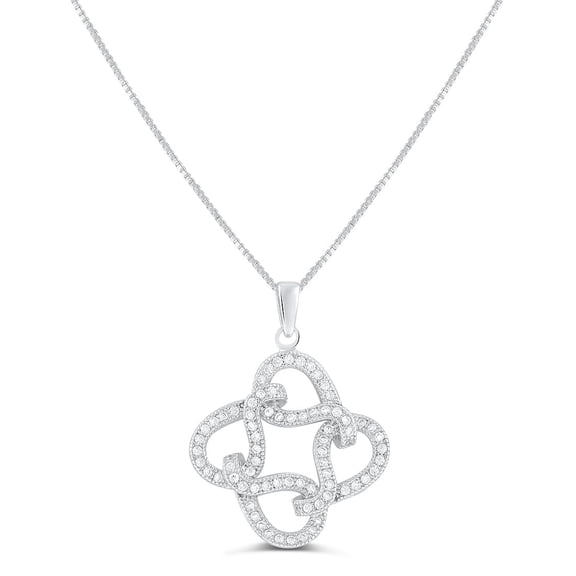 SilverCloseOut Infinity Love Knot Cubic Zirconia Necklace 925 Sterling, Sterling Silver, 18 Inch, Box (Includes 18 Inch Box Chain)