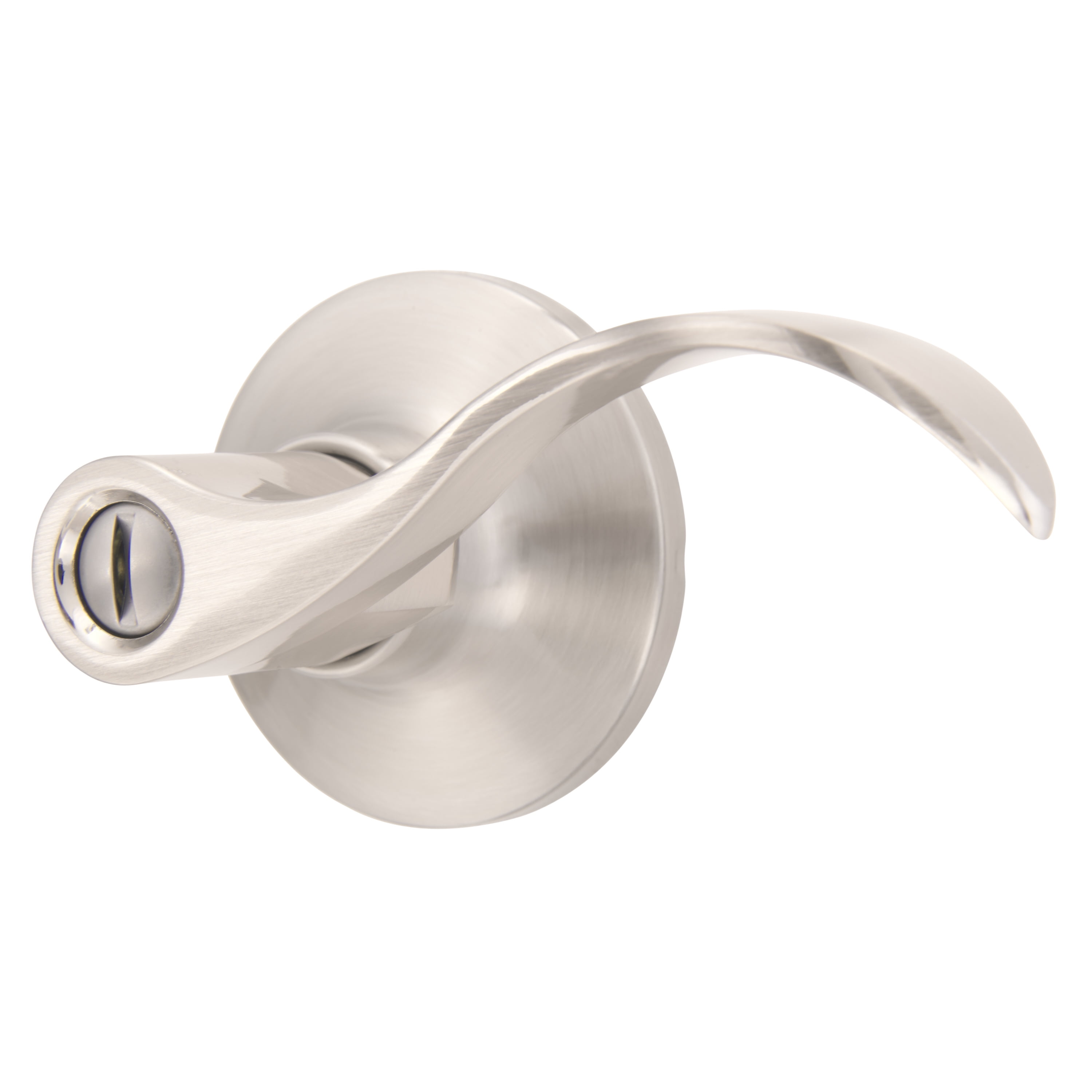 (2 pack) Brinks Interior Locking/ Privacy Modern Wave Style Lever Doorknob, Satin Nickel Finish