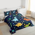 thumbnail image 3 of Homewish Cartoon Cute Dinosaur Bedding Comforter Set, Kawaii Animal Lover Twin Comforter Sets, Plant Botanical Reversible Bedding Set, Lightweight Room Decor, 2pcs, 3 of 8