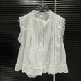 thumbnail image 4 of RMGVDSD Tank Top For Women Boho Lace Trim Tank Top Sleeveless Button Down Front Tie Lace Flowy Crop Top Beach Shirt Vacation Clothes Cute Trendy Tops, 4 of 4