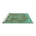 thumbnail image 2 of Ahgly Company Machine Washable Indoor Rectangle Medallion Turquoise Blue Traditional Area Rugs, 3' x 5', 2 of 4
