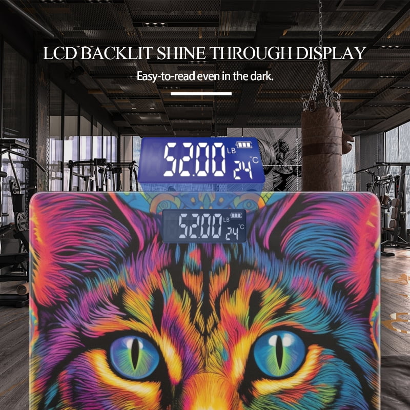 Digital Bathroom Scale with Large LCD Display,High Capacity Scale 400 lbs High Precision body fat scale-Exquisite Colorful Cats