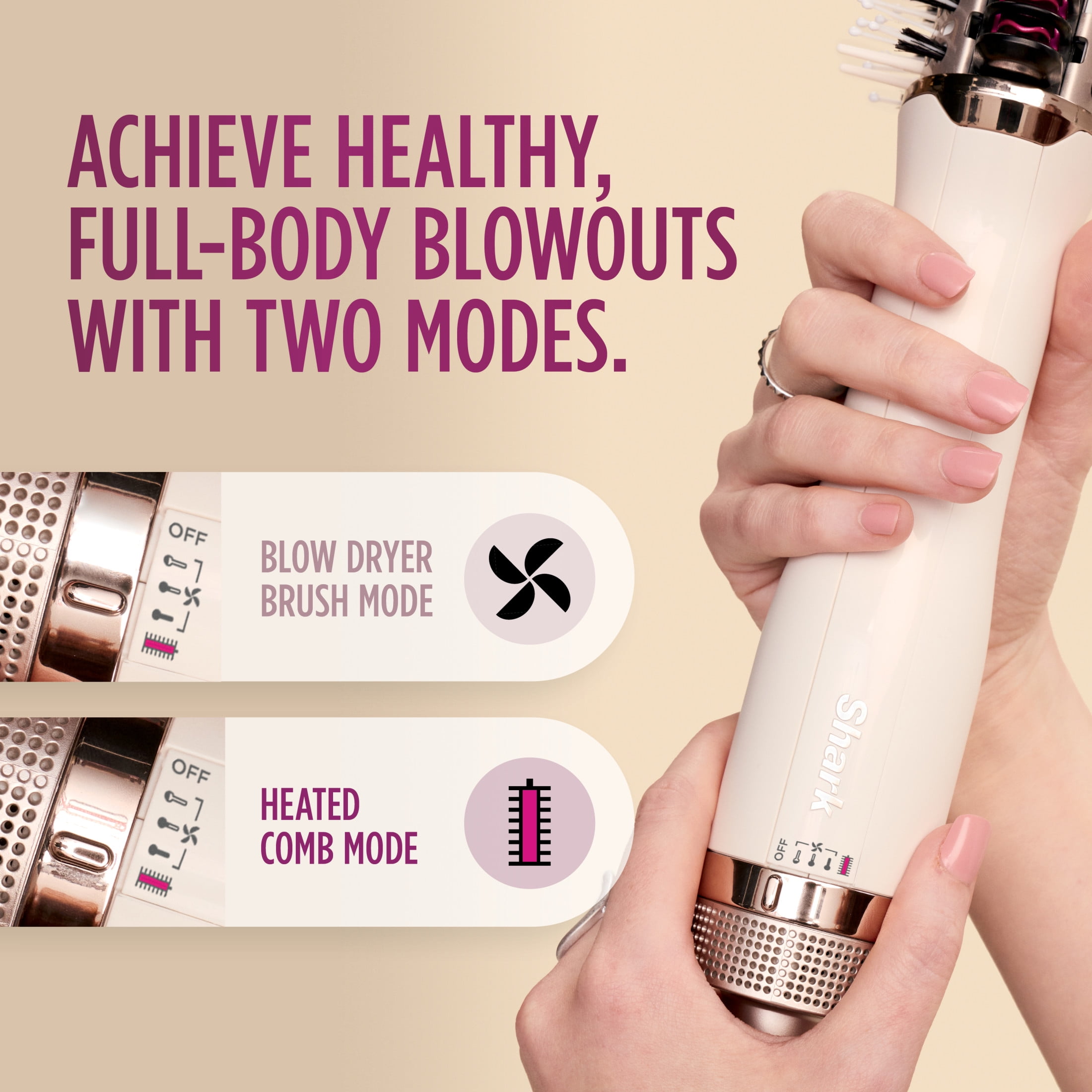 Shark SmoothStyle 2-in-1 Hair Dryer Brush & Heated Comb, Blow Dryer Brush, Detangling, HT212 Silk