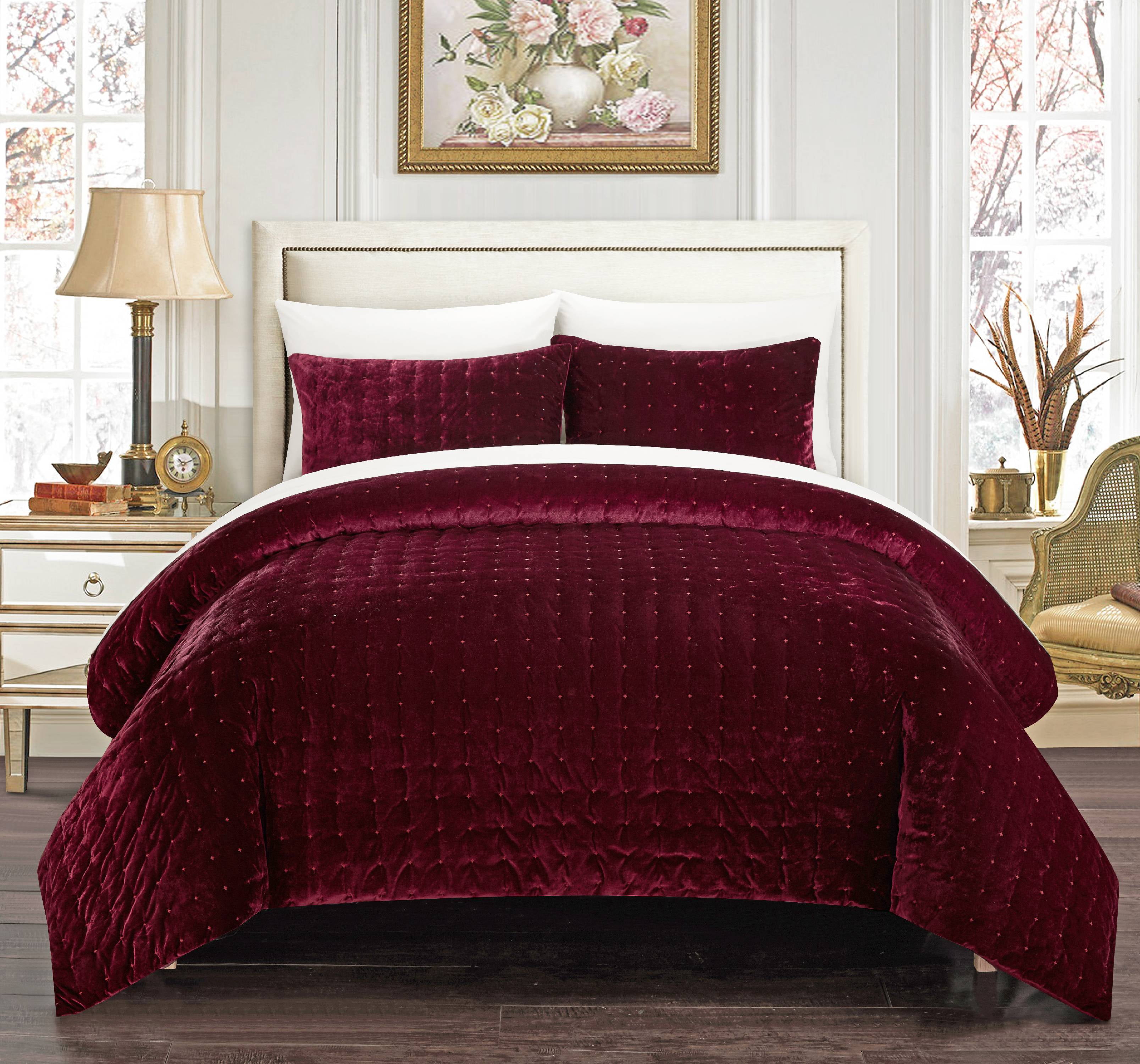 Chic Home Cynna 7Piece Abstract Comforter Set, Queen, Burgundy