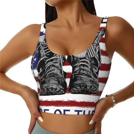 Matuu Home Of The Free Because Of The Brave for Women s Sports Bra - Soft  Comfortable and Breathable Sports Vest for Yoga  Fitness  and Dance-Medium