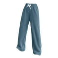 thumbnail image 4 of Posijego Fleece Sleep Pants for Women Drawstring Elastic Waist Wide Leg Fuzzy Pants Warm Pj Bottoms Lounge Pants, 4 of 5