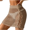 thumbnail image 2 of Mrat Stretchy Skirt Perspective Hollow out Bandage Hip Wrap Skirt Holiday Beach Skirt High Waist A-Line Skirts S-98 Khaki L, 2 of 5