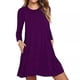 thumbnail image 3 of Vestido de otoño de color liso con cuello redondo y bolsillos grandes, 3 of 6