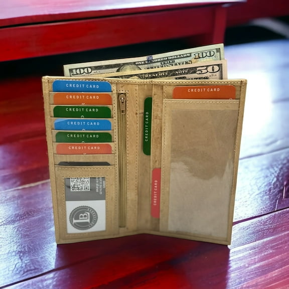 RFID Leather Checkbook Cover With Credit Card Slots and Pen Holder