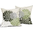 thumbnail image 6 of Olive Green Pillow Covers 18x18 Inch Dahlia Flower White Gray Elegant Colored Throw Pillows Farmhouse Outdoor Decor for Home Sofa Couch Bed Modern Floral Linen Square Cushion Case, Set of 2, 6 of 6