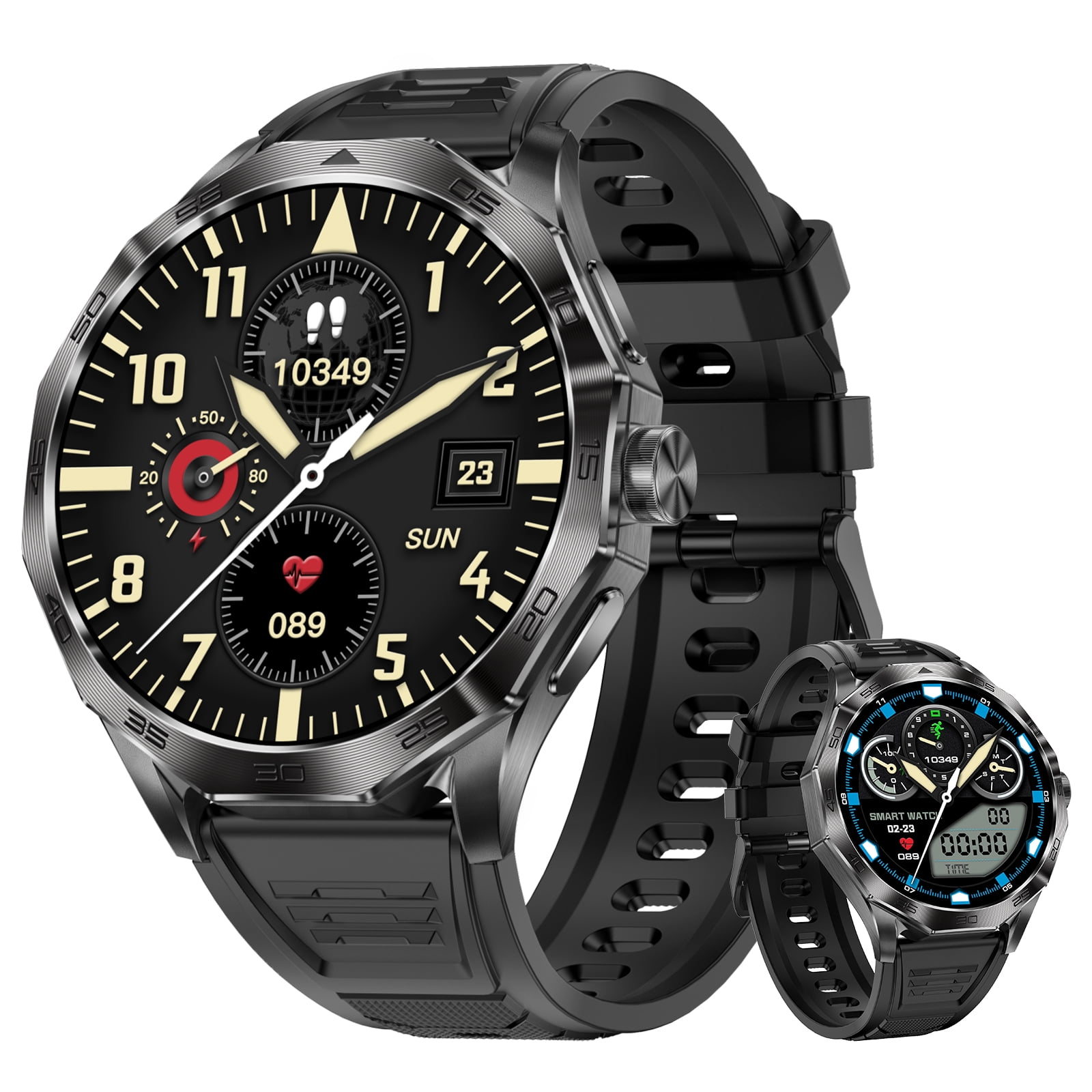 Minsxk Military Smartwatch for Men, with Bluetooth Answer Make Calls/120+ Sport Mode/30-Day Standby, Rugged Smartwatch fits for Android and iPhone Devices,Black