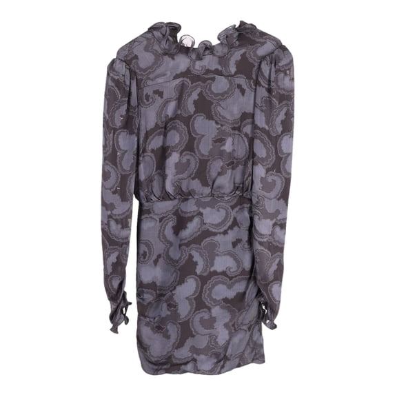 Pre-Owned Saloni Rina B Ruffled Jacquard Mini Dress in Navy Blue Silk