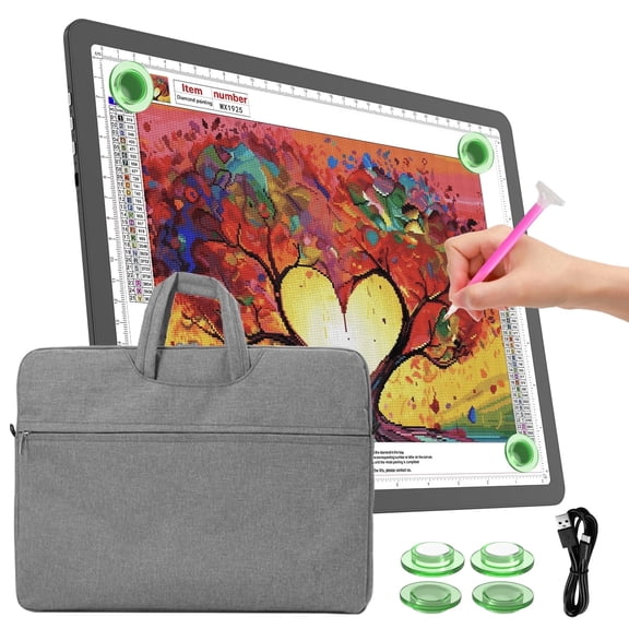 KOBAIBAN A4 Magnetic Light Board with Bag & Side Buttons – Super Bright Lightbox for Tracing and Drawing, Diamond Painting, Weeding Vinyl – USB Powered
