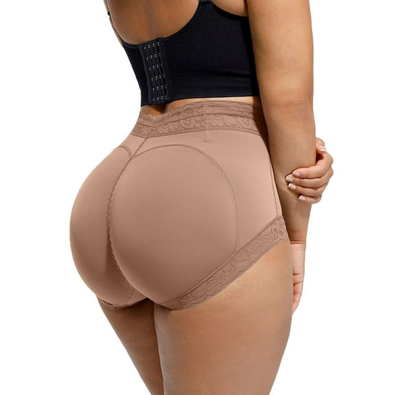 KHONTS,Womens Briefs Lifter Padded Control Panties Enhancer Underwear Shapewear Boyshort Purple XL