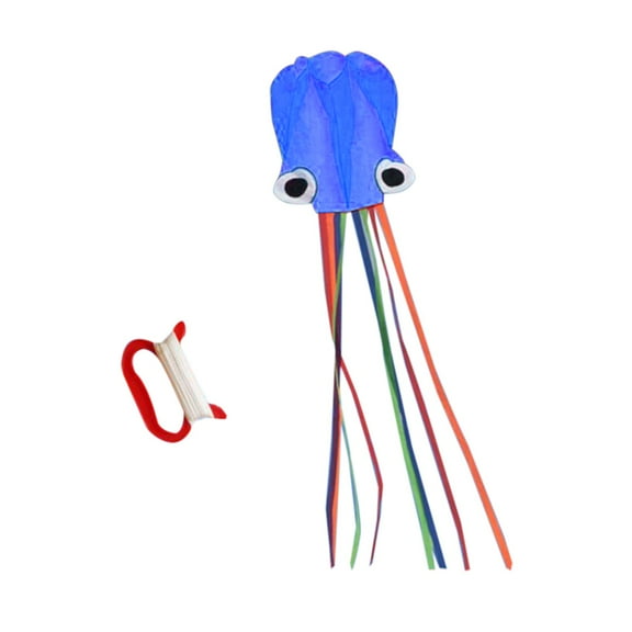 Blue Soft Octopus Kite For Children Adults Easy To Fly 157 Inch Long Tail Single Line Outdoor Beach Park Summer Toy With 30M Handle