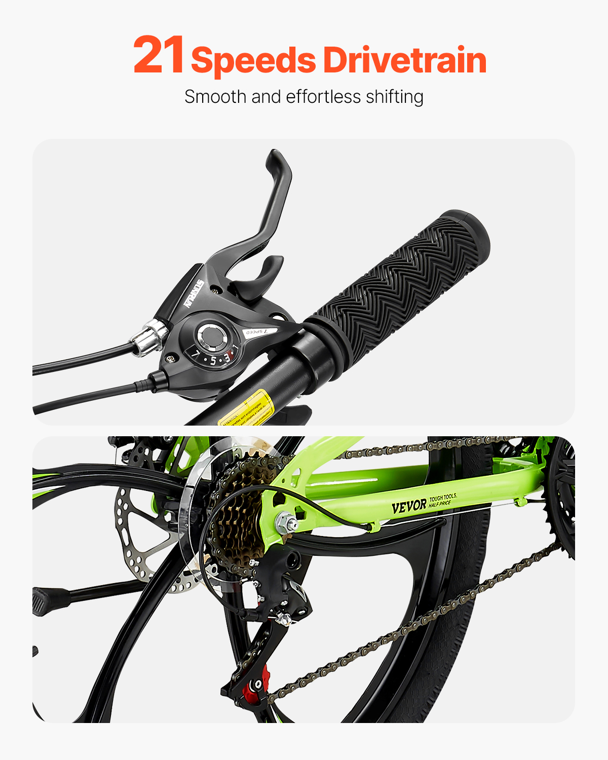 VEVOR 26-inch Collapsible Mountain Cycle, MTB Bike featuring Comprehensive Shock Absorption, 21-gear Transmission, Cushioned Seat, Disk Braking System