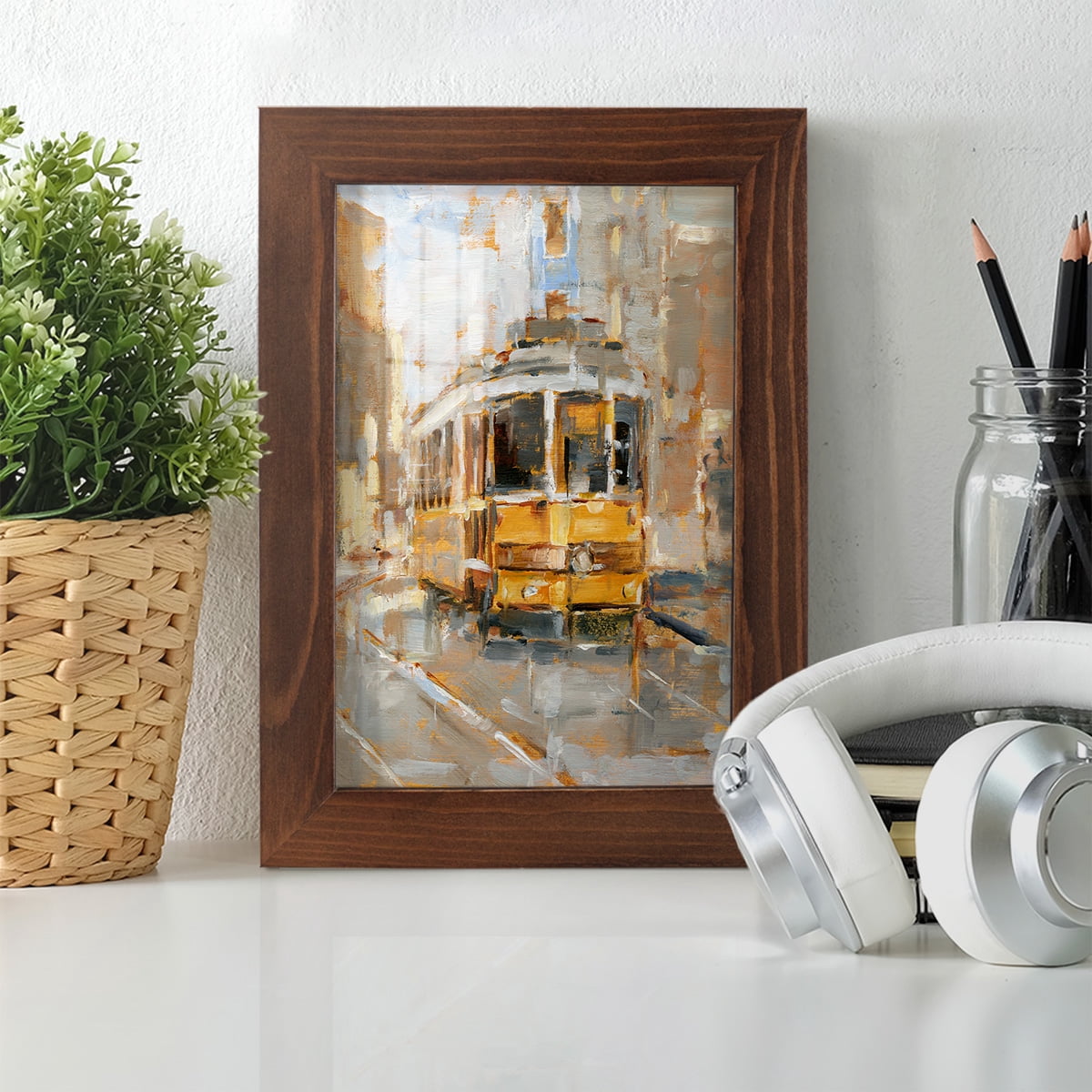 Day Trolley II - Framed Print w/glass - Chestnut
