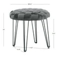 thumbnail image 2 of Powell Anya Round Handwoven Velvet Ottoman with Hairpin Legs, Gray, 2 of 7