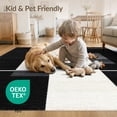 thumbnail image 4 of ODIKA 9'x12' Black Contemporary Geometric Pile Washable Area Rug Subtle Brushstroke Marks Asymmetric Modern Flat Design Non-Shedding, Easy Care for Master Suite, California King, Under Bed, 4 of 7