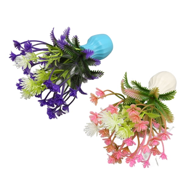Artificial Fish Flower, Safe Glowing 2pcs Colorful Aquarium Fake Flower For Balcony For Hotel