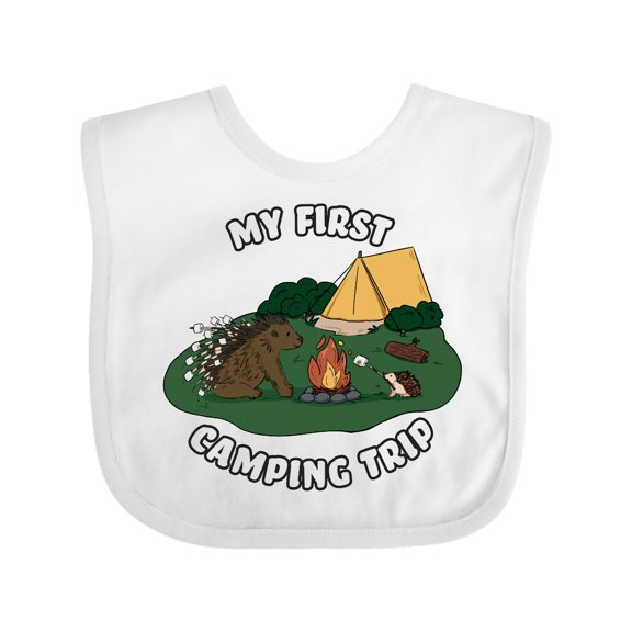 Inktastic My First Camping Trip-camping Hedgehog Boys or Girls Baby Bib