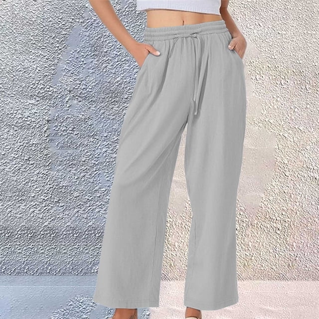 Wide Leg Pants Woman, Pure Cotton and Baggy Elastic with Pockets