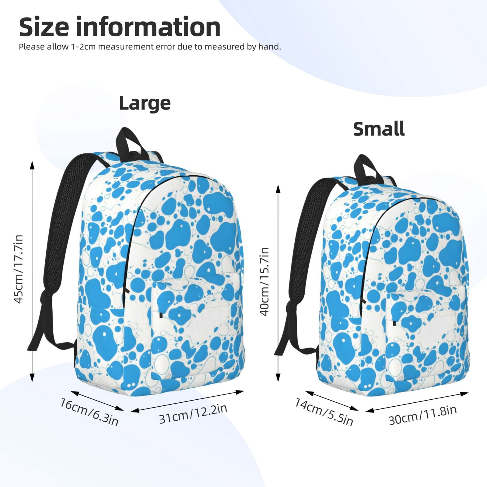 Casual Canvas Backpack Without Interlayer Large Capacity Stick Bag Design For Outdoor Shopping Office Outdoor Sports Milk Cow Skin Print Style Powderblue_3 Medium