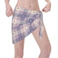thumbnail image 2 of Wukai Heart Check Plaid Women’s Short Sarongs Beach Wrap Bikini Bottom Short Skirt Chiffon Scarf for Swimwear, 2 of 4