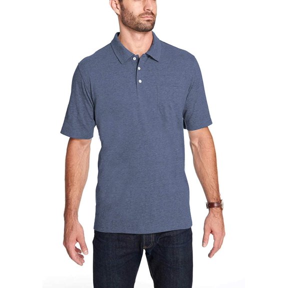 Weatherproof Vintage Men’s Brushed Cotton Polo Shirt (Blue, Large)