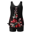 thumbnail image 5 of Nrmvnmi Tankini Swimsuits for Women 2 Piece Bathing Suits Floral Prints Round Neck Swim Tank Top with Boy Shorts Modest Swimwear Mothers Day Gifts, 5 of 6