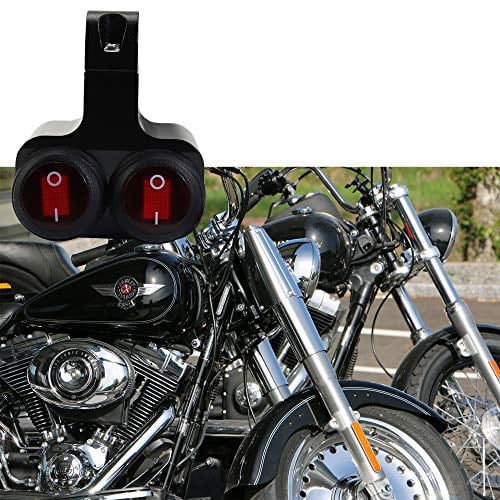 12v 16A Waterproof Motorcycle ATV 1 inch Handlebar Double Control Kill Button Switch Headlight Hazard Brake Fog Light ON Off Switches Red CNC Aluminium Alloy Handlebars Switches 