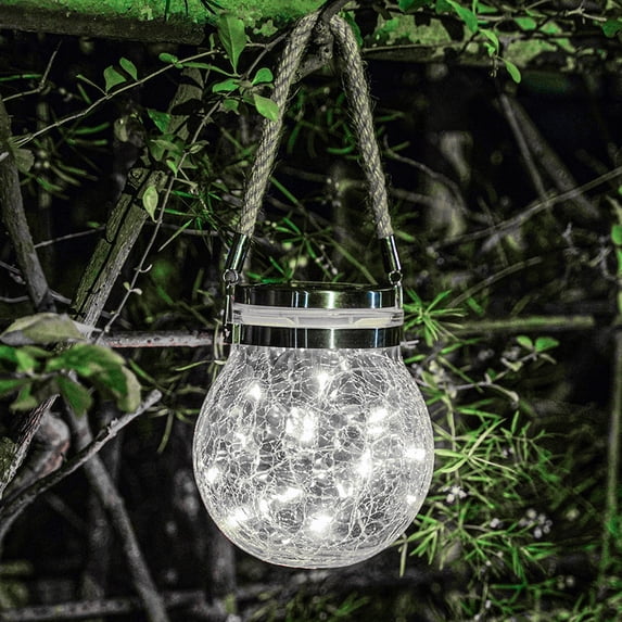 Romantic Solar Crack Ball Glass Jar Light Colorful Christmas Wishing Lamp For Outdoor Garden Decoration