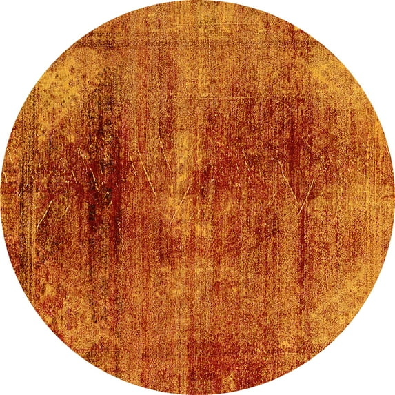Ahgly Company Indoor Round Oriental Yellow Traditional Area Rugs, 4' Round