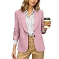 thumbnail image 3 of HAOTAGS Women’s Business-Casual Blazer 3/4-Length Sleeves, Notched Lapels, Open-Front Design with Functional Pockets Pink Size XL, 3 of 10