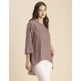 thumbnail image 3 of Moomaya Printed Long Sleeve Asymmetric Top - Modern Women's Casual Top, 3 of 9