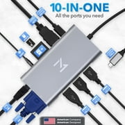 10-in-1 Docking Station for Multiple Devices & Monitors, Universal Multiport Dock w/ USB-C 3.0, PD, C Dongle, Audio Jack, SD/TF, VGA, Latest Hi-Tech Support by Mata1 (US Company)